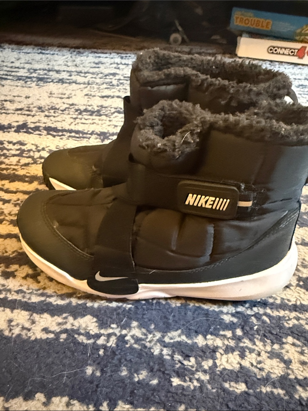 Nike Kids Black and White Puffer Winter Boots